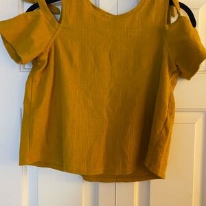 Madewell Mustard Yellow Skylark Cold Shoulder Top, Women’s Extra Small